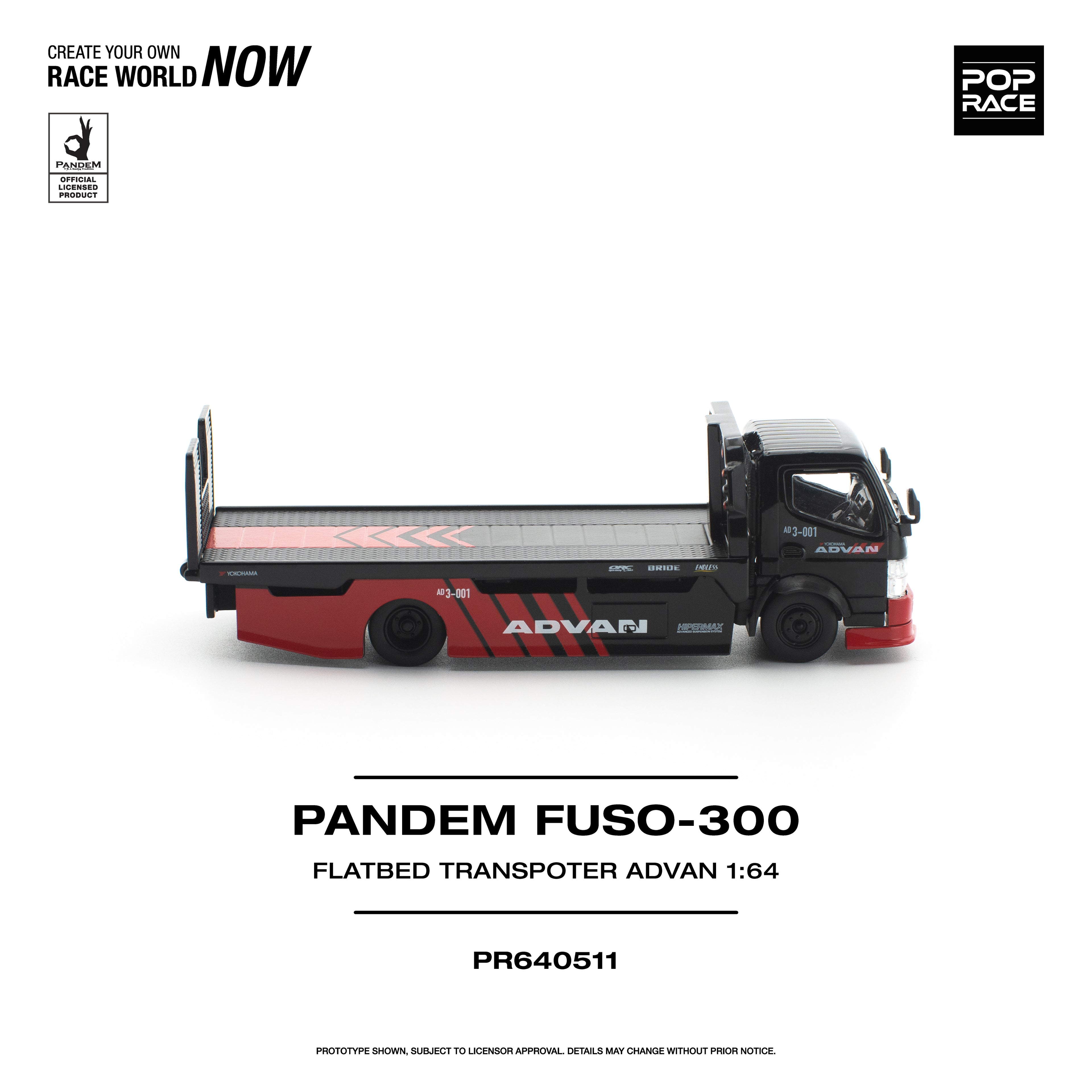 POP Race 1:64 H300 Flatbed Transport Trailer Advan Livery