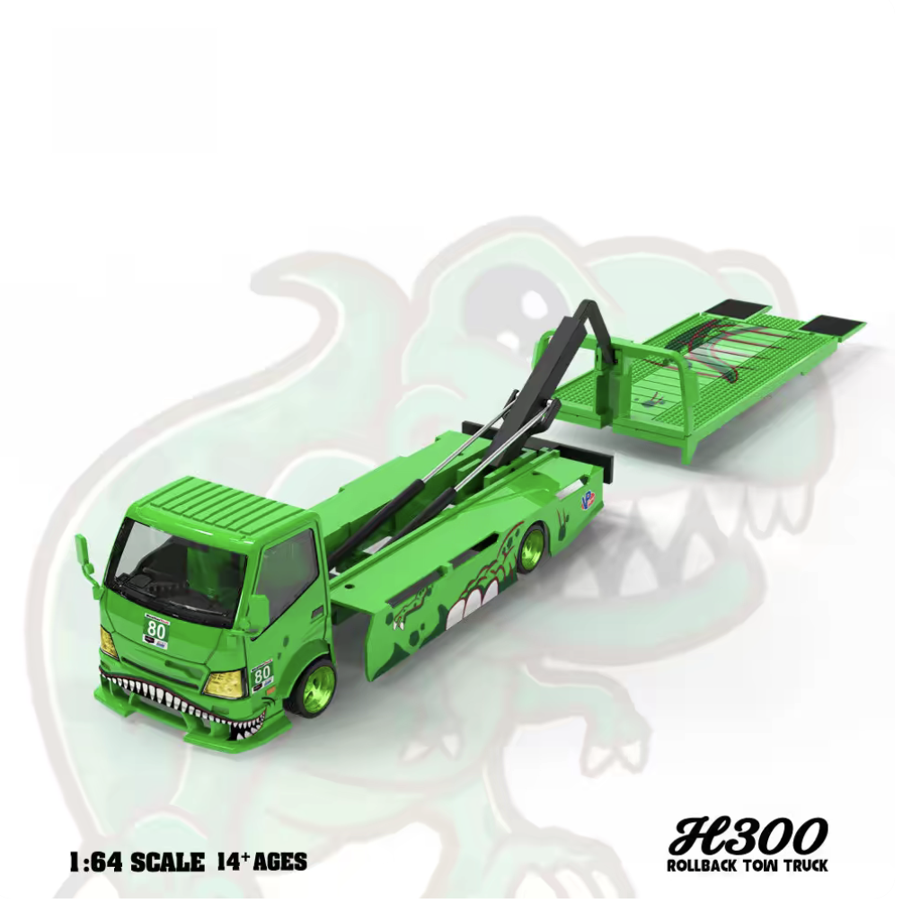 TimeMicro 1:64 H300 Flatbed Transport Trailer Green Dinosaur Livery Limited Edition 999