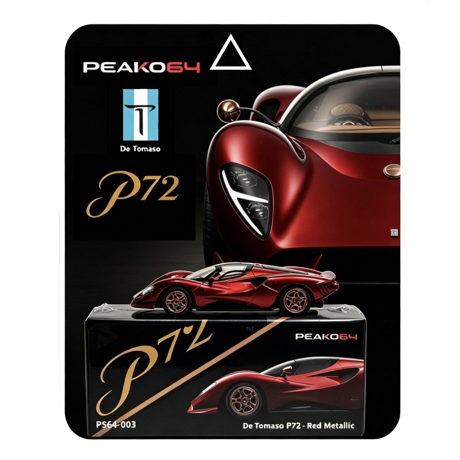 Peako Model 1/64 De Tomaso P72 Diecast Scale Model – Red Metallic (Pre-Order)