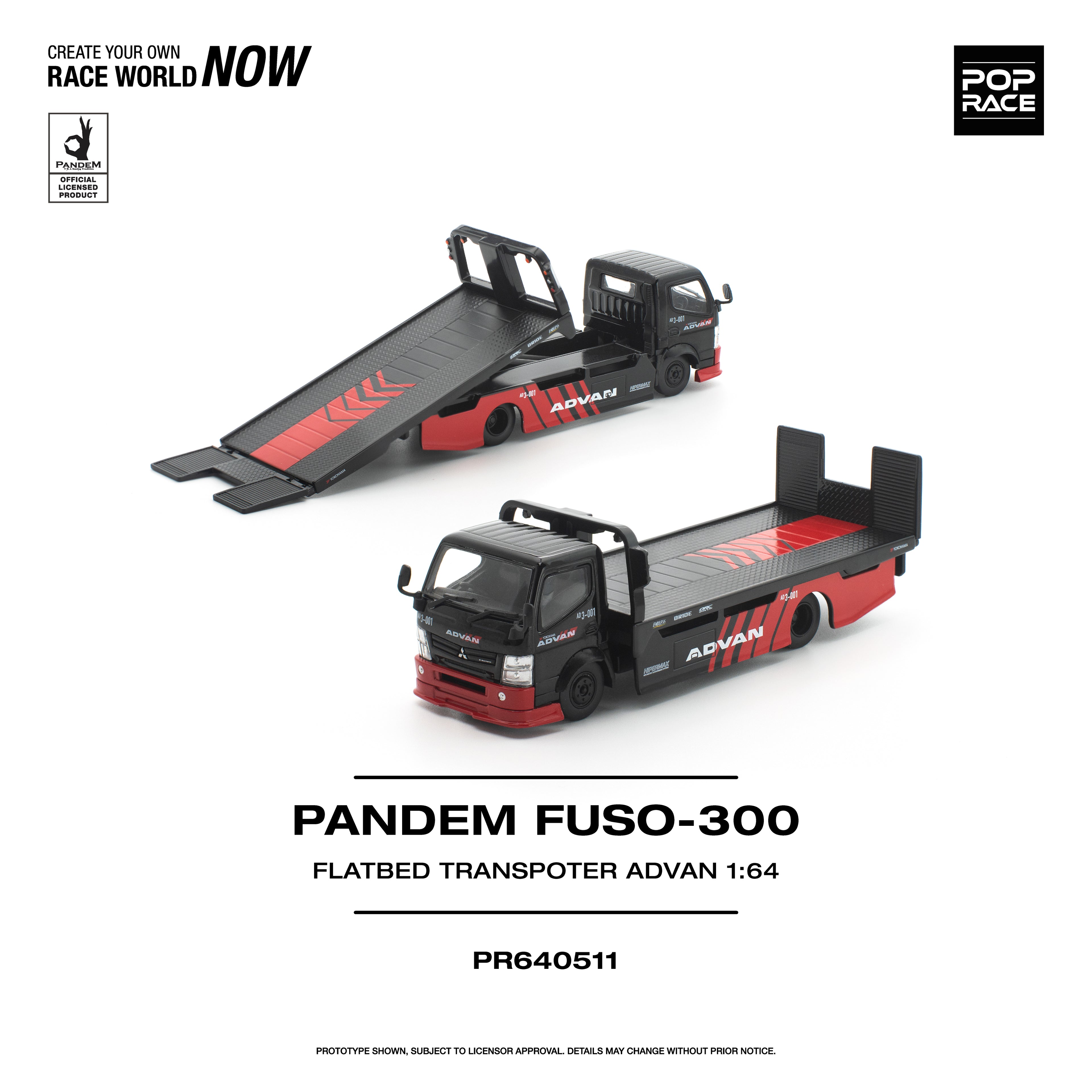 POP Race 1:64 H300 Flatbed Transport Trailer Advan Livery