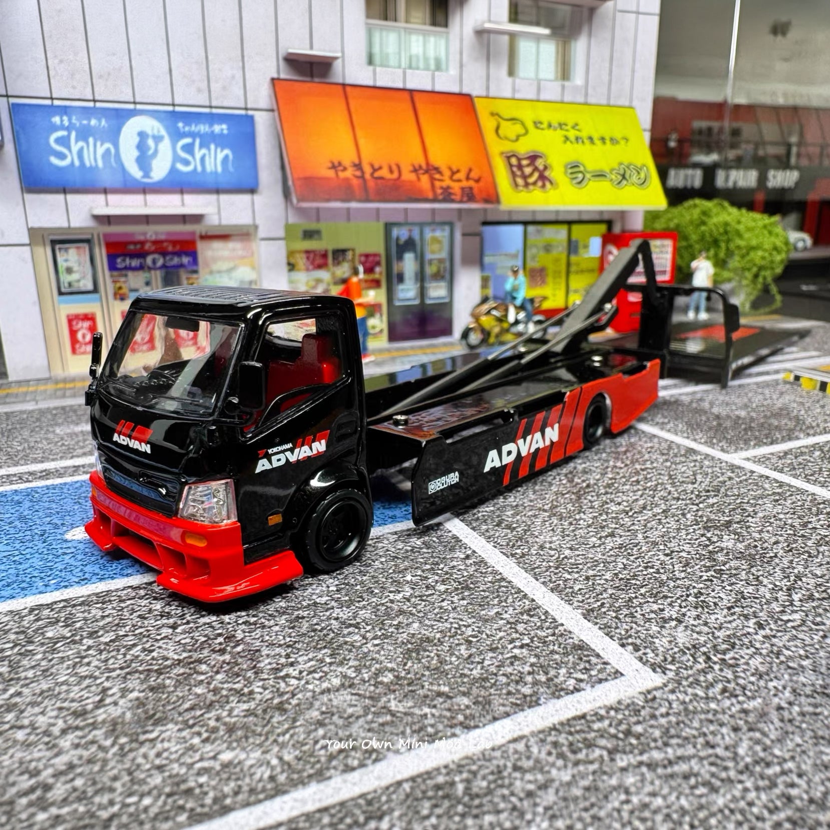 TimeMicro 1:64 H300 Flatbed Transport Trailer Advan Livery