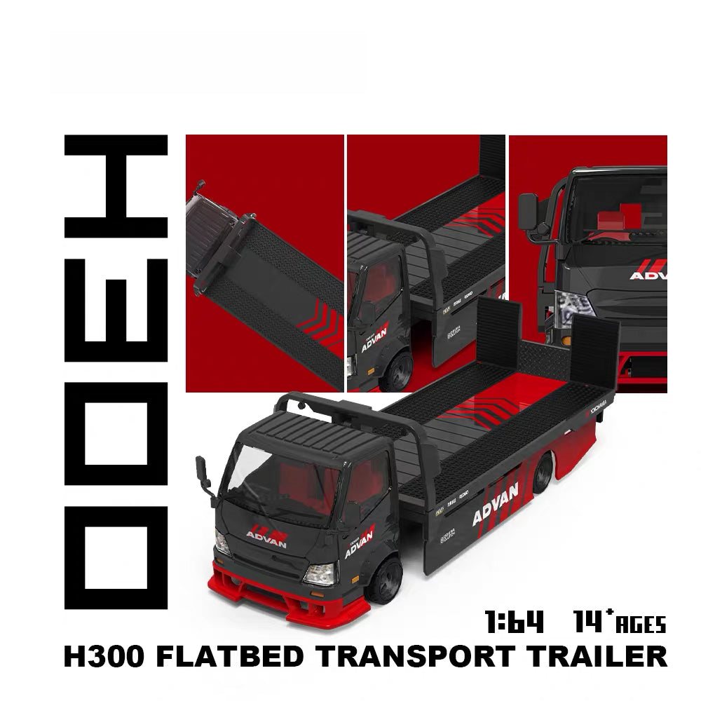 TimeMicro 1:64 H300 Flatbed Transport Trailer Advan Livery