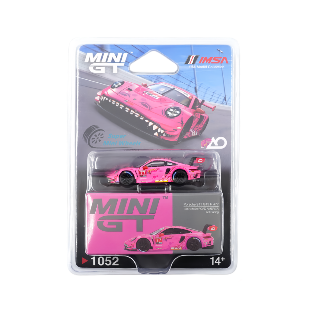 Mini GT 1:64 Porsche 911 GT3 R #77 AO Racing 2024 IMSA Road America #1052