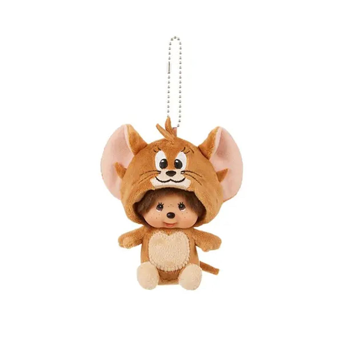 Monchhichi × Tom and Jerry SS Face Big Head Keychain – Jerry Mouse Monchhichi