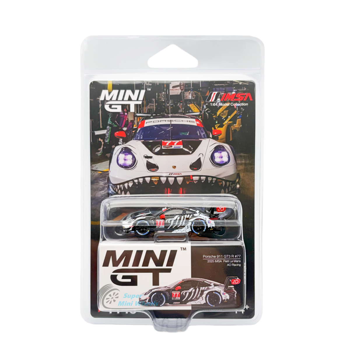 Mini GT 1:64 Porsche 911 GT3 R #77 AO Racing 2025 IMSA Petit Le Mans #1143